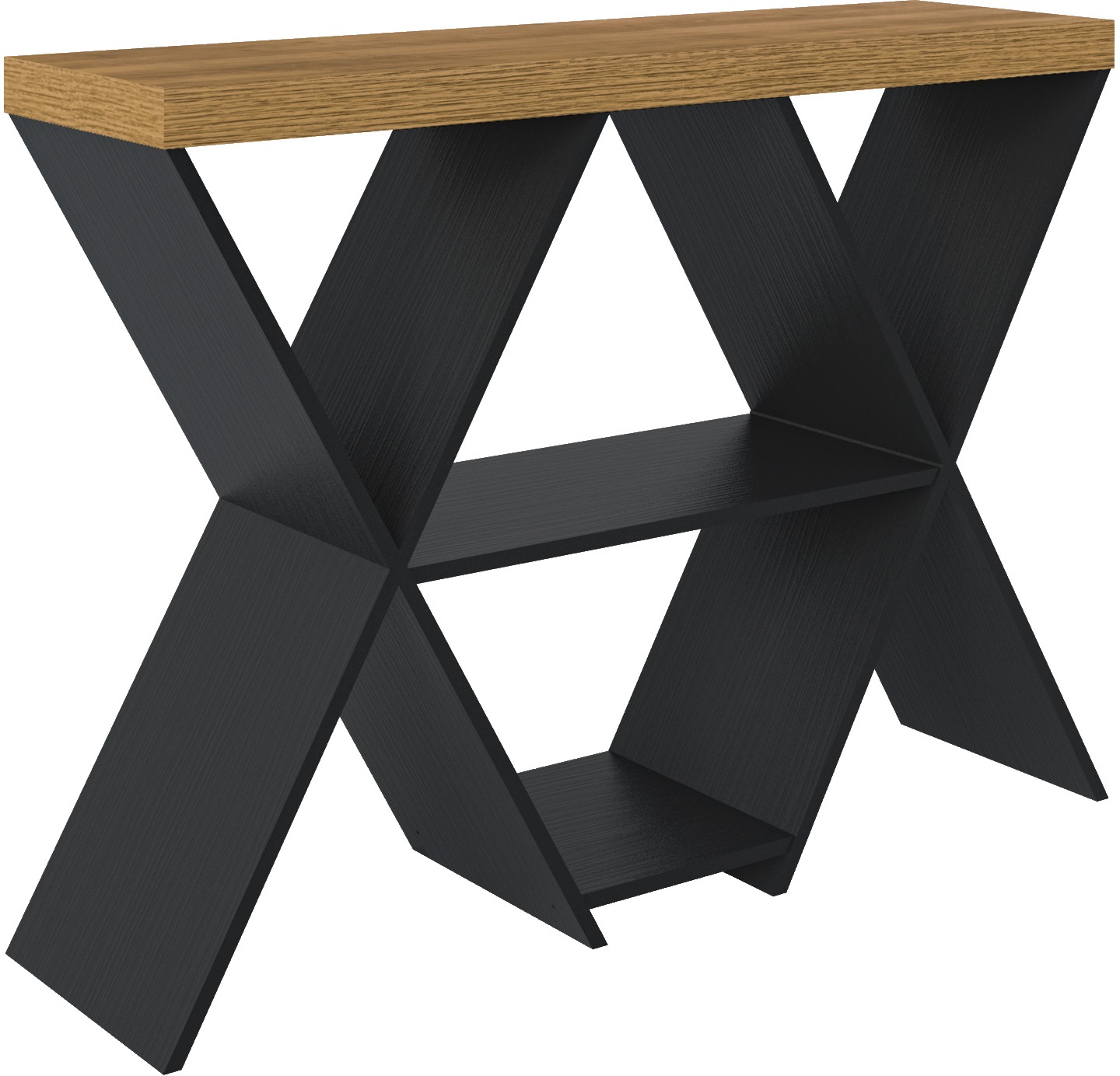 NAPLES-CONSOLE-TABLE-BLACK-AND-PINE-EFFECT-2021-300-304-027-1 Naples Console Table Black Pine Effect - Image 1