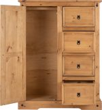 Corona 1 Door 4 Drawer Low Wardrobe Distressed Waxed Pine - Image 2