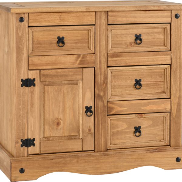 Corona 1 Door 4 Drawer Sideboard Distressed Waxed Pine