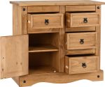 Corona 1 Door 4 Drawer Sideboard Distressed Waxed Pine - Image 3