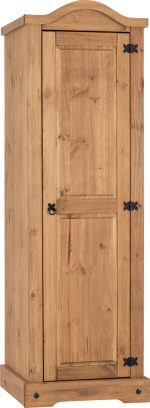 Corona 1 Door Wardrobe Distressed Waxed Pine - Image 2