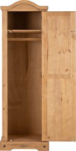 Corona 1 Door Wardrobe Distressed Waxed Pine - Image 3