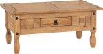 Corona 1 Drawer Coffee Table Distressed Waxed Pine - Image 2