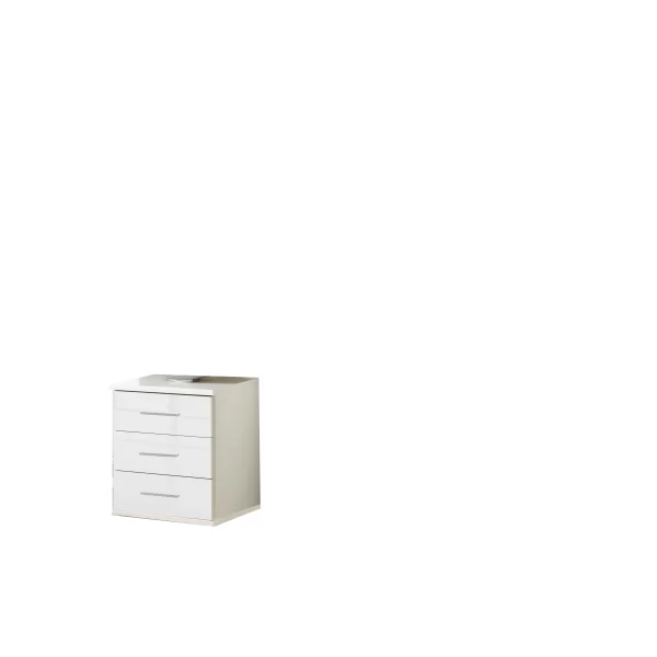 Clack -243317  White And white Gloss 3 Drawer bedside