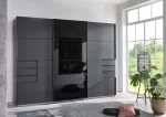 Saigon - Graphite 3 door 1 black glass wardrobe