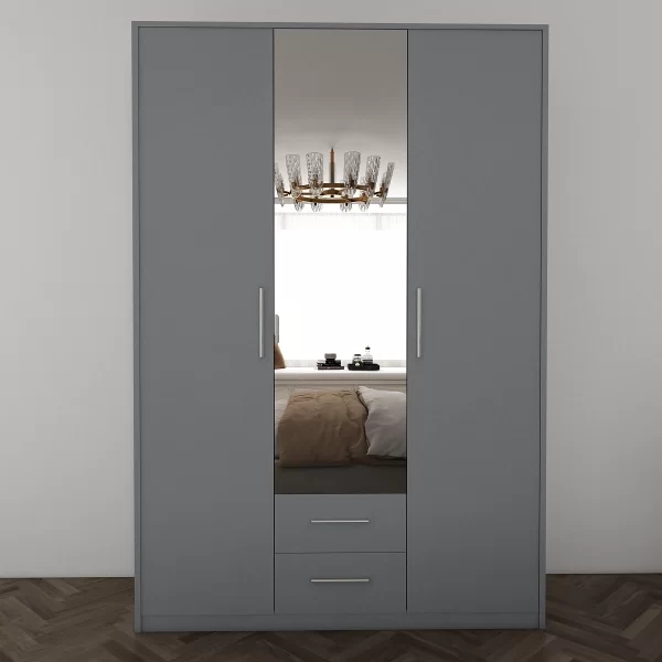 Swindon Grey 3 door 120cm wardrobe