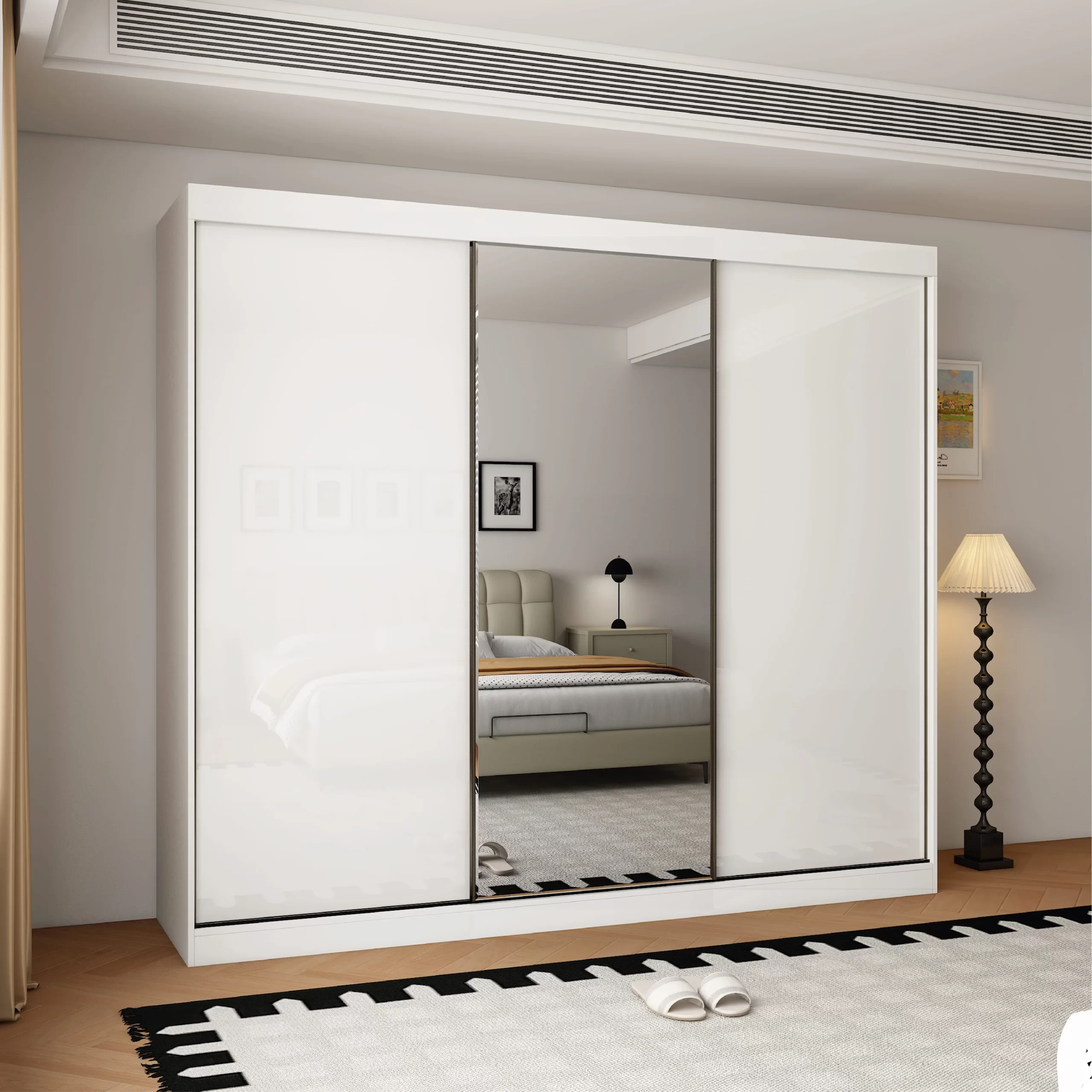 20-1768238663-69652e4742704-w-main.webp Pacific 3 Door Gloss White 250CM sliding wardrobe - Image 1