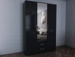 Swindon Gloss Black 3 door 120cm wardrobe - Image 3