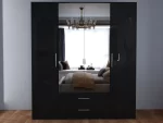 Swindon Gloss Black 4 Door 180cm Wardrobe