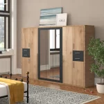 vegas 9 door wardrobe 313cm, 3 mirrors, 4 drawers