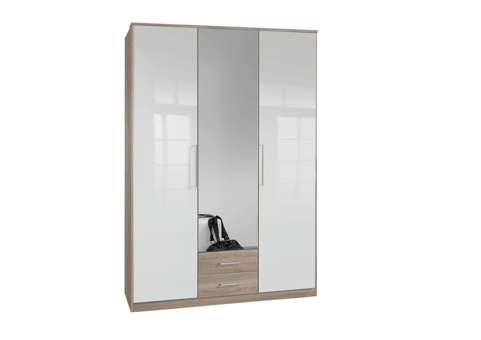 4-1753047375-687d614fc8a72-w-main.webp GAMMA 111 484 3 door oak and White gloss wardrobe - Image 1